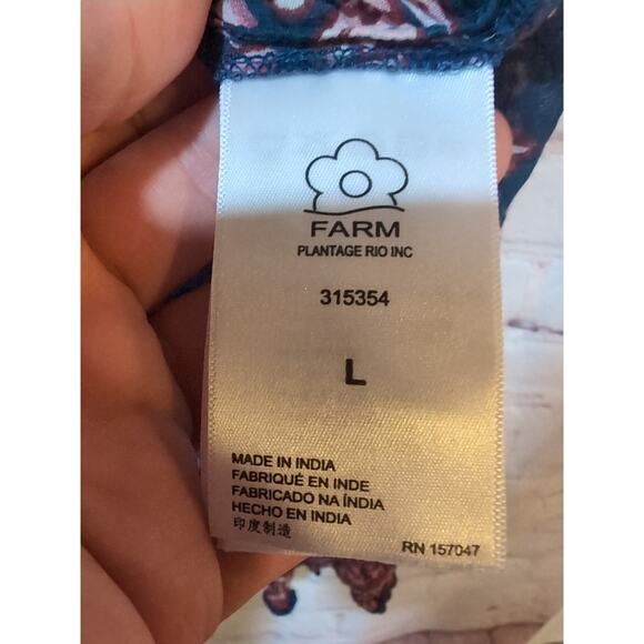 Anthropologie Farm Rio Ainika Charm Floral Ruffle Blouse Crop Boho Hippie Size L - Picture 10 of 10